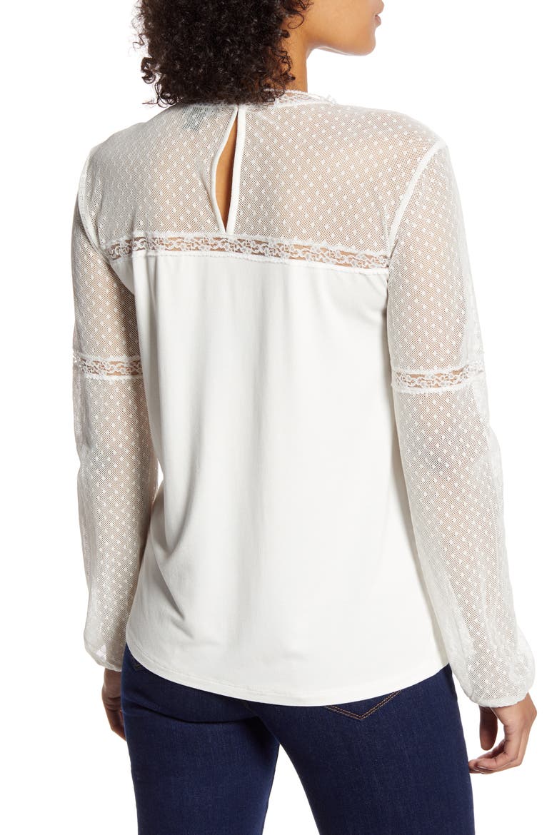 Lace Yoke Top, Alternate, color, IVORY CLOUD