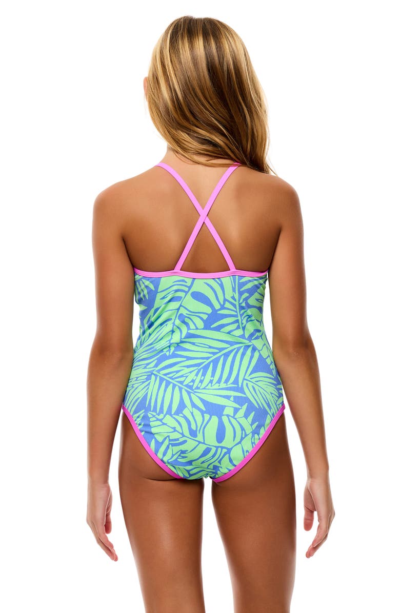 Beach Lingo Kids' Contrast Binding One-Piece Swimsuit, Alternate, color, Blue