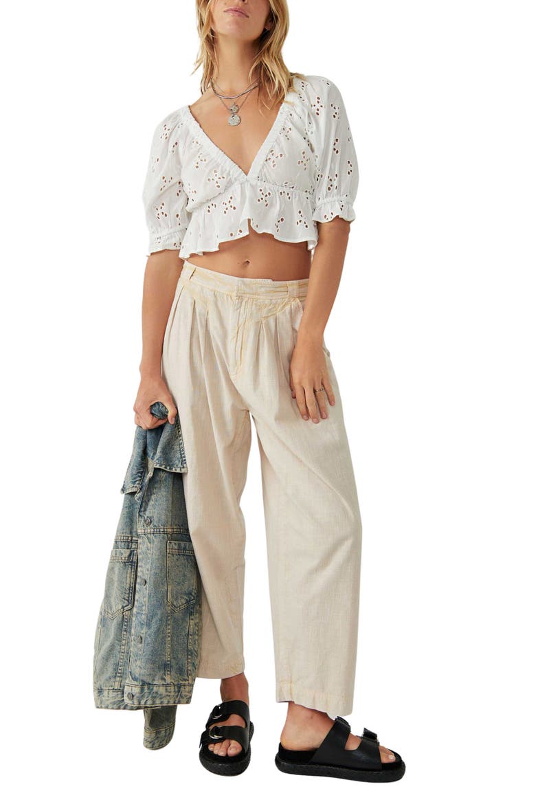 Gardenia Eyelet Crop Top, Alternate, color, OPTIC WHITE