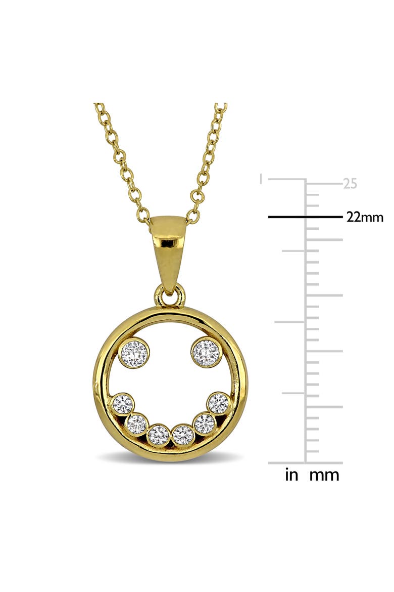 Cubic Zirconia Smile Pendant Necklace, Alternate, color, WHITE