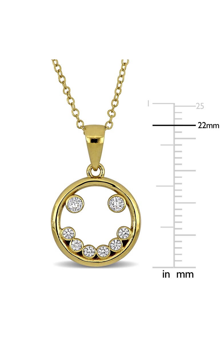 DELMAR Cubic Zirconia Smile Pendant Necklace, Alternate, color, Gold