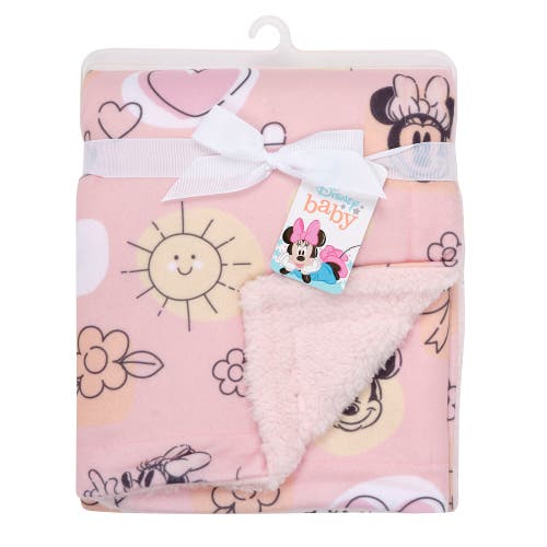 Lambs & Ivy Disney Baby Sweetheart Minnie Mouse Soft Fleece Baby Blanket In Pink