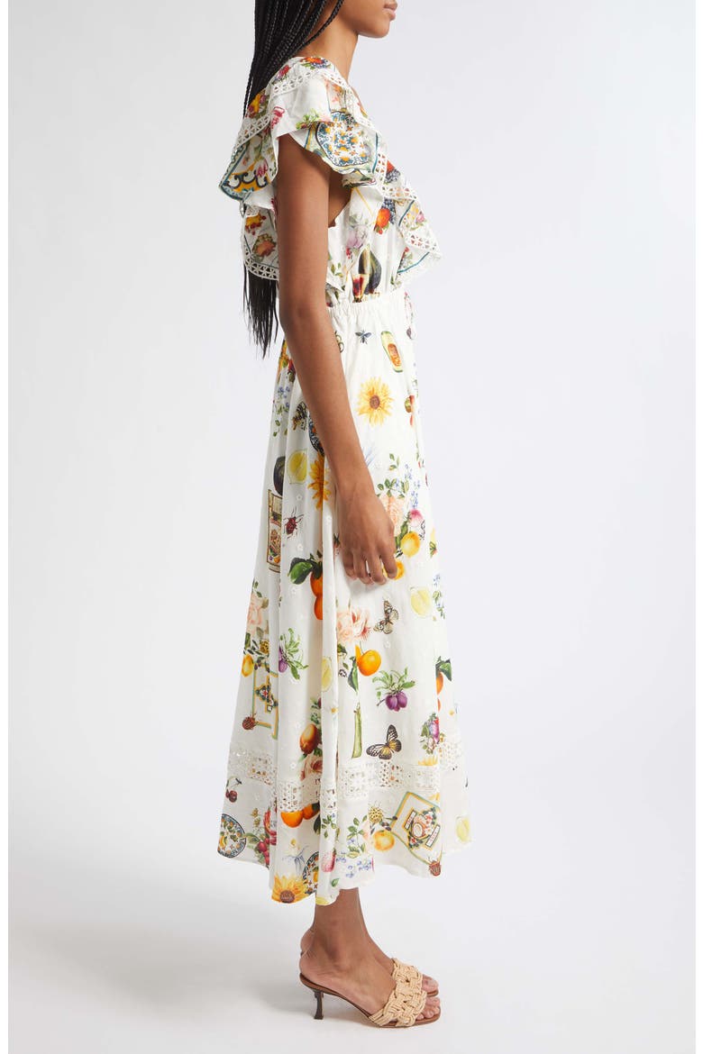 Magic of the Mercado Print Flutter Sleeve Cotton & Silk Dress, Alternate, color, MAGIC OF THE MERCADO