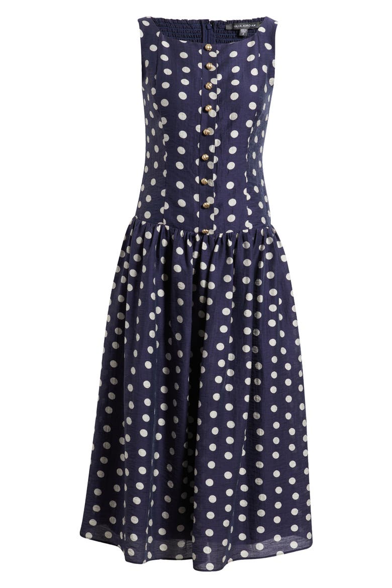 Dot Sleeveless Midi Dress, Alternate, color, NAVY MULTI