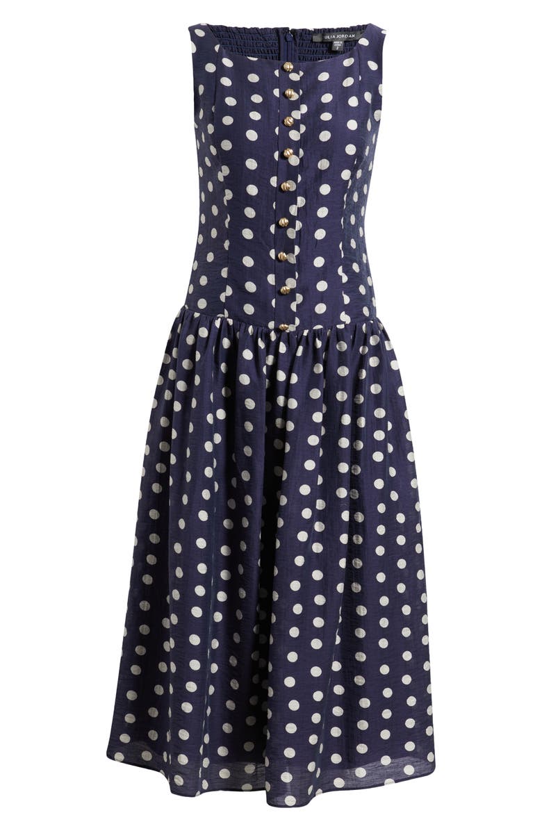 Julia Jordan Dot Sleeveless Midi Dress, Alternate, color, Navy Multi