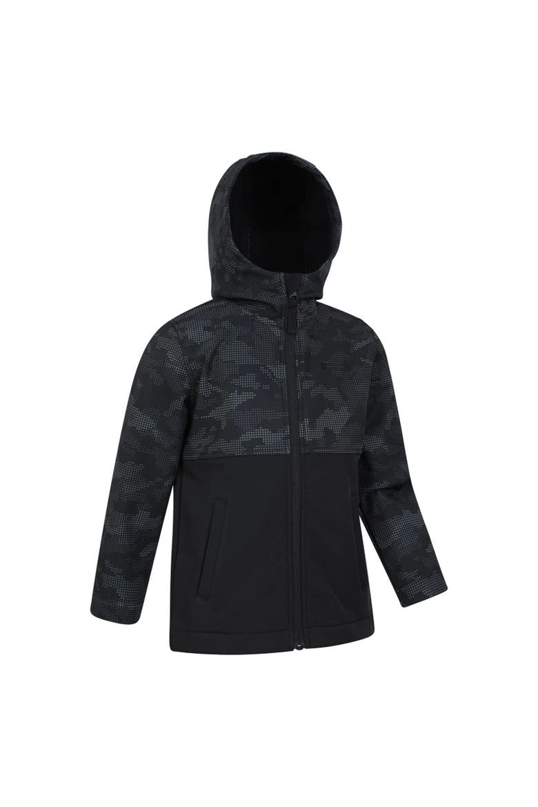 Childrens/Kids Exodus Camouflage Soft Shell Jacket, Alternate, color, Black