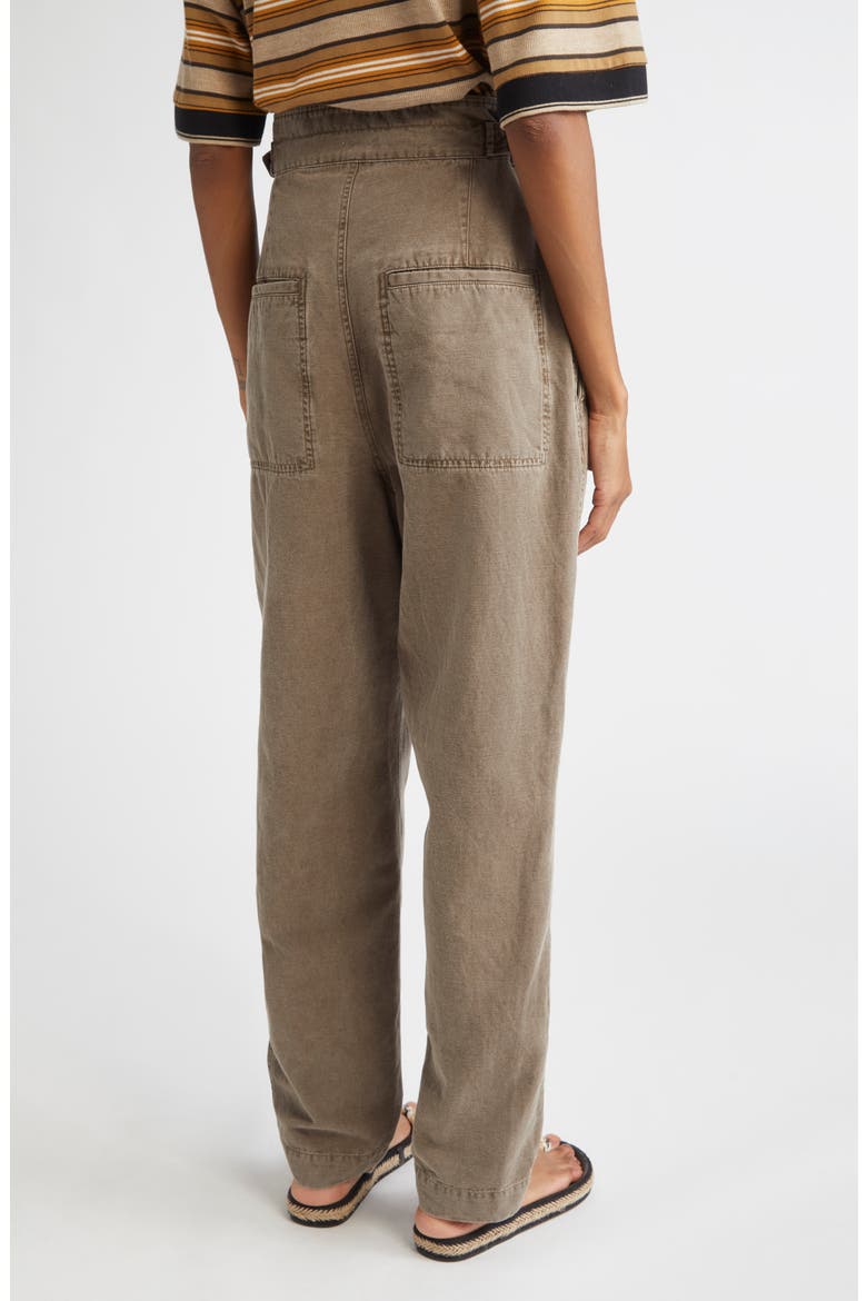 Neriah Cotton & Linen Pants, Alternate, color, DARK BRONZE