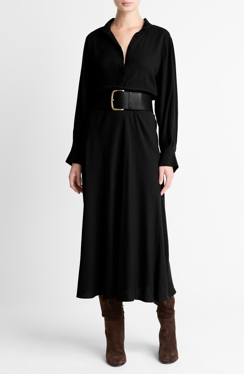 Vince Long Sleeve Shirtdress, Main, color, Black