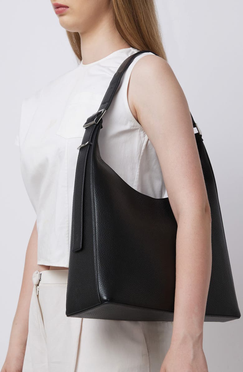 behno Large Danny Flatiron Pebble Leather Shoulder Bag, Alternate, color,