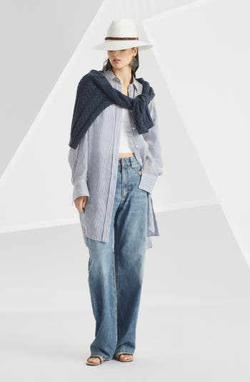 パンツ BRUNELLO CUCINELLI Contemporary loose jean trouser Bianco Brunello Cucinelli Contemporary Loose trousers | Nordstrom
