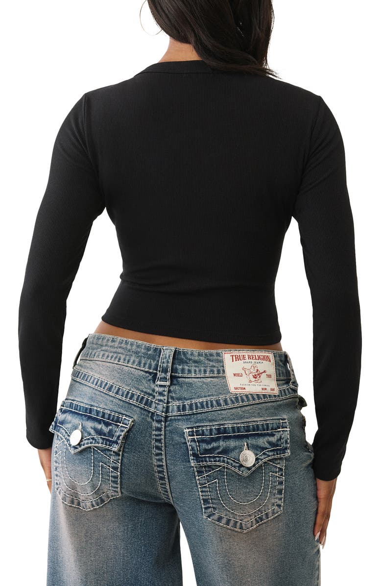 True Religion Rib Long Sleeve T-Shirt, Alternate, color, Jet Black