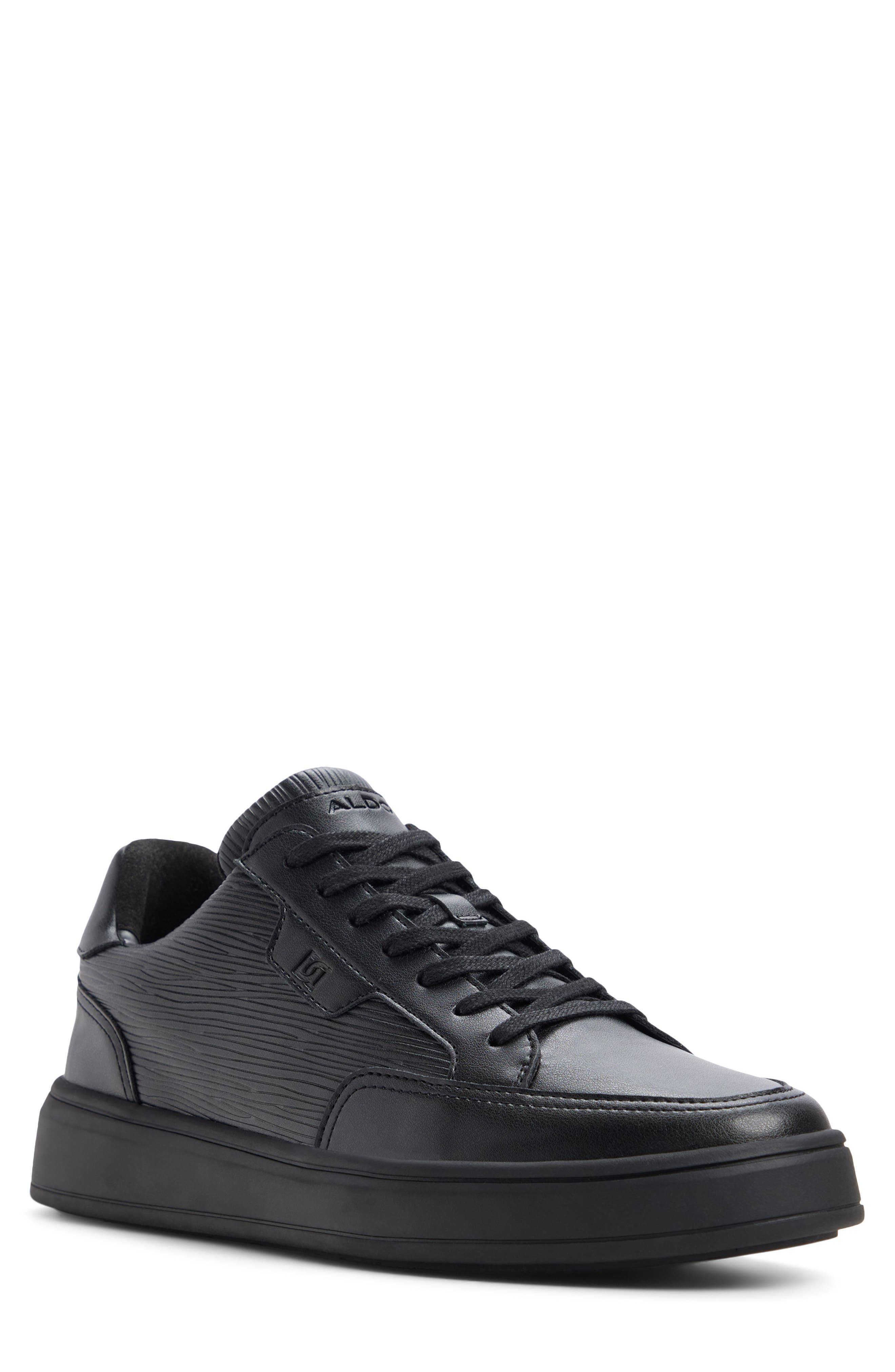 Miko Faux Leather Sneaker, Main, color, BLACK/BLACK