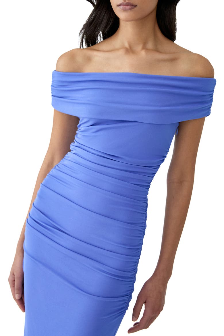 Ruched Off the Shoulder Jersey Dress, Alternate, color, ISLE BLUE