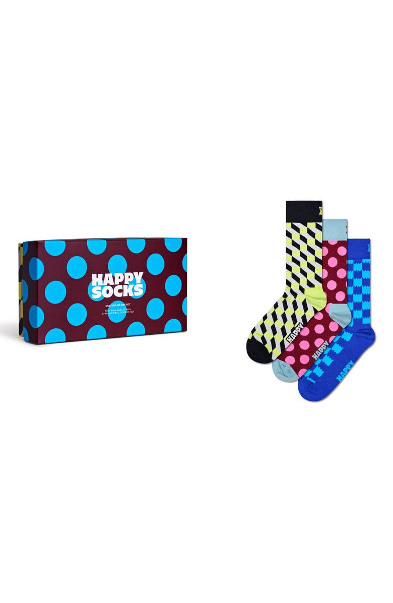 Happy Socks Multicolor Assorted 3-Pack Socks Gift Set, Alternate, color, 