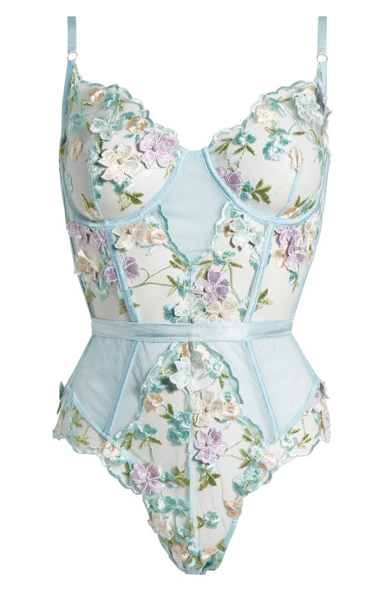 KILO BRAVA Embroidered Underwire Bodysuit, Alternate, color, Powder Blue Multi