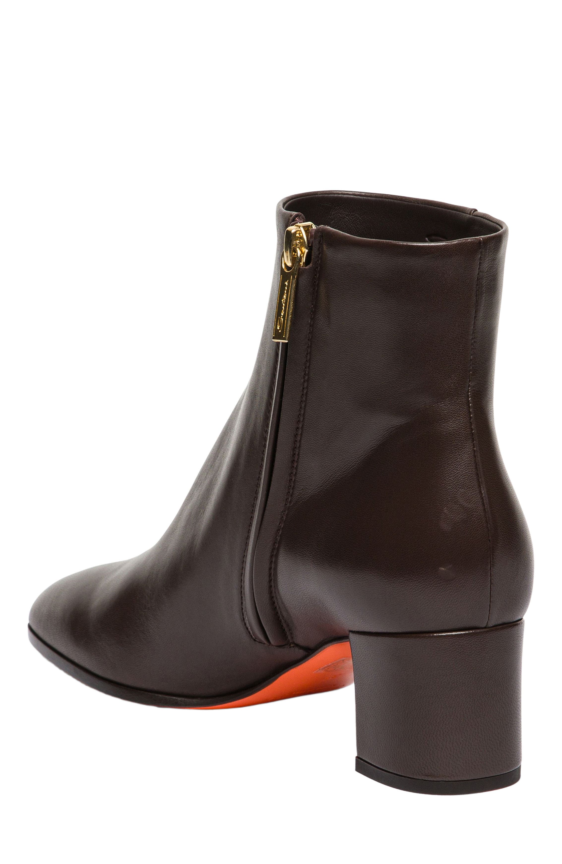 Santoni Women’s leather mid-heel ankle boot, Alternate, color, Brown