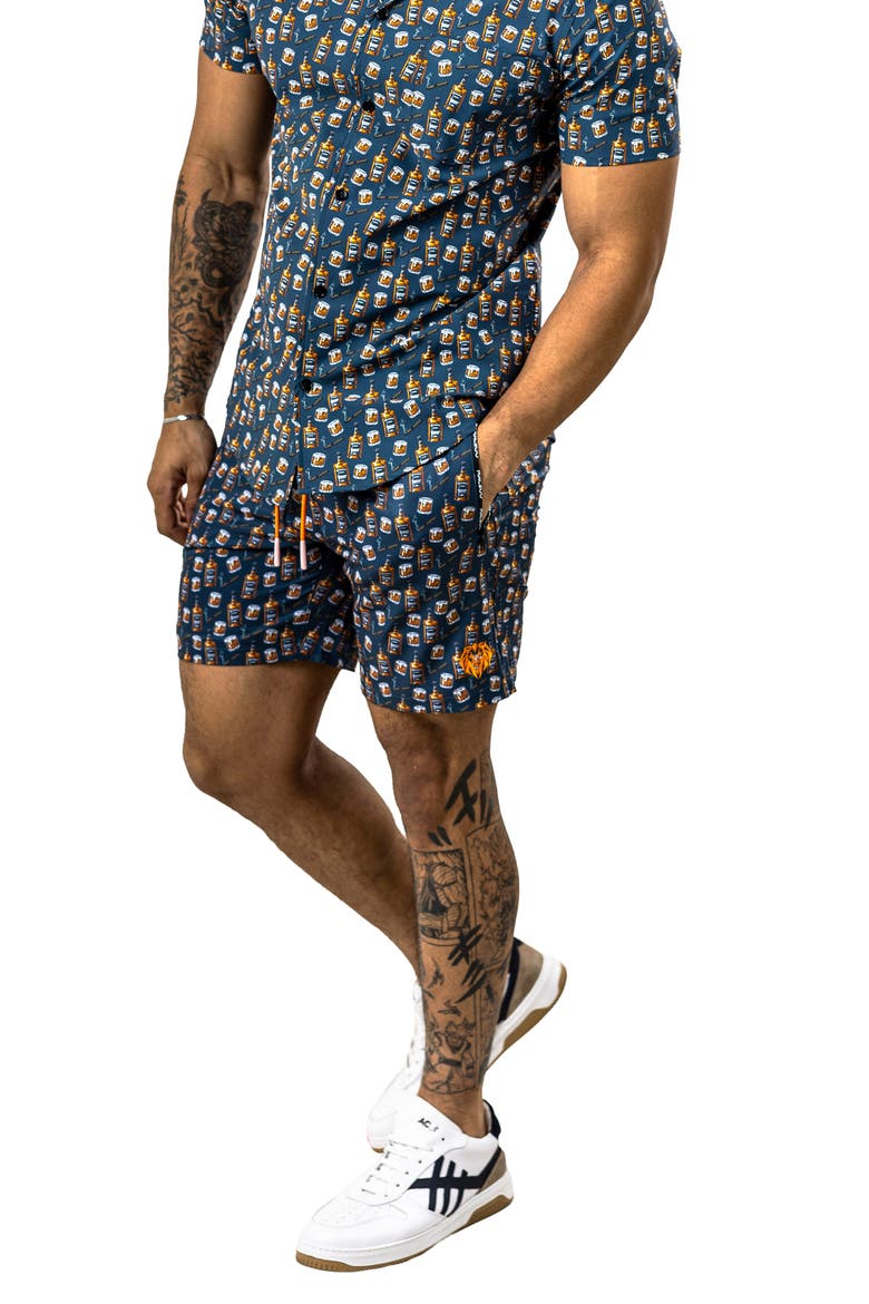 Swim Marthyr Print Swim Trunks, Alternate, color, BLACK