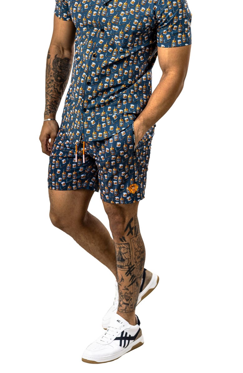 Maceoo Swim Marthyr Print Swim Trunks, Alternate, color, Black