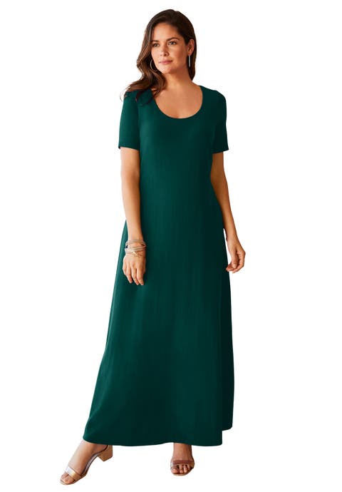 Stretch Cotton T-Shirt Maxi Dress (Plus Available)