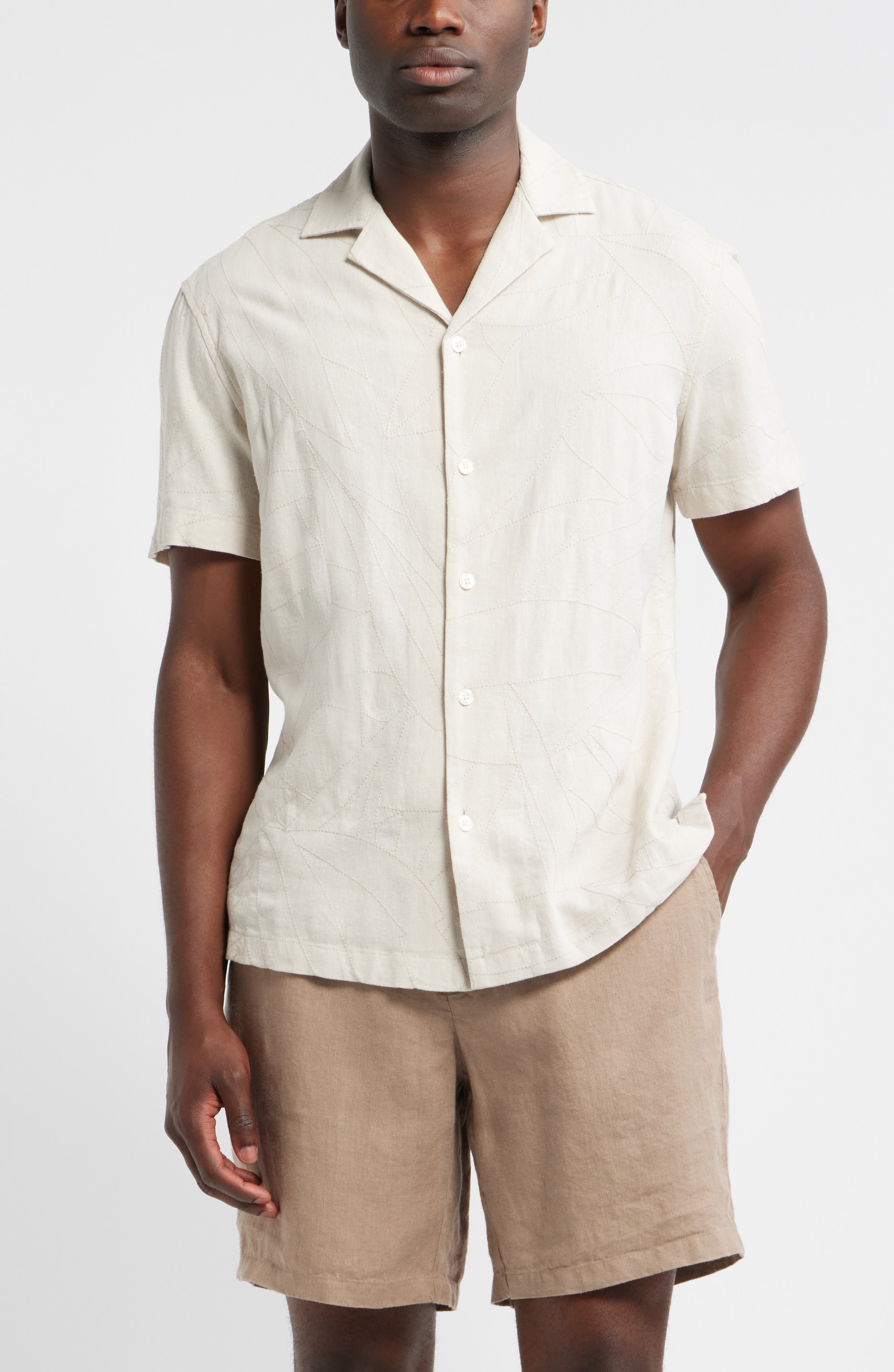 selected BEIGE STITCHED LEAVES