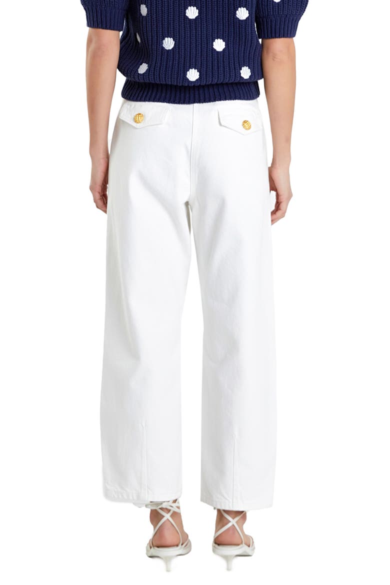 Premium Pleated Crop Wide Leg Denim Trousers, Alternate, color, IVORY