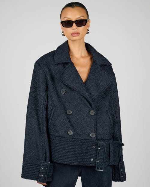 Weworewhat Moto Wool Jacket In Blue