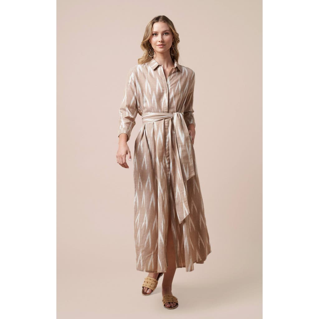 Guadalupe Design Luciana Ikat Dress In Khaki