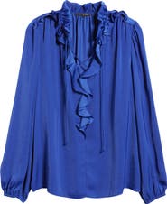 KOBI HALPERIN Gabby Long Sleeve Hammered Satin Blouse