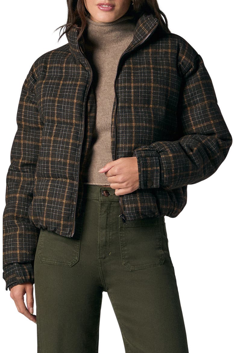 Bruna Plaid Wool Blend Puffer Jacket, Main, color, MOSS MULTI PLAID