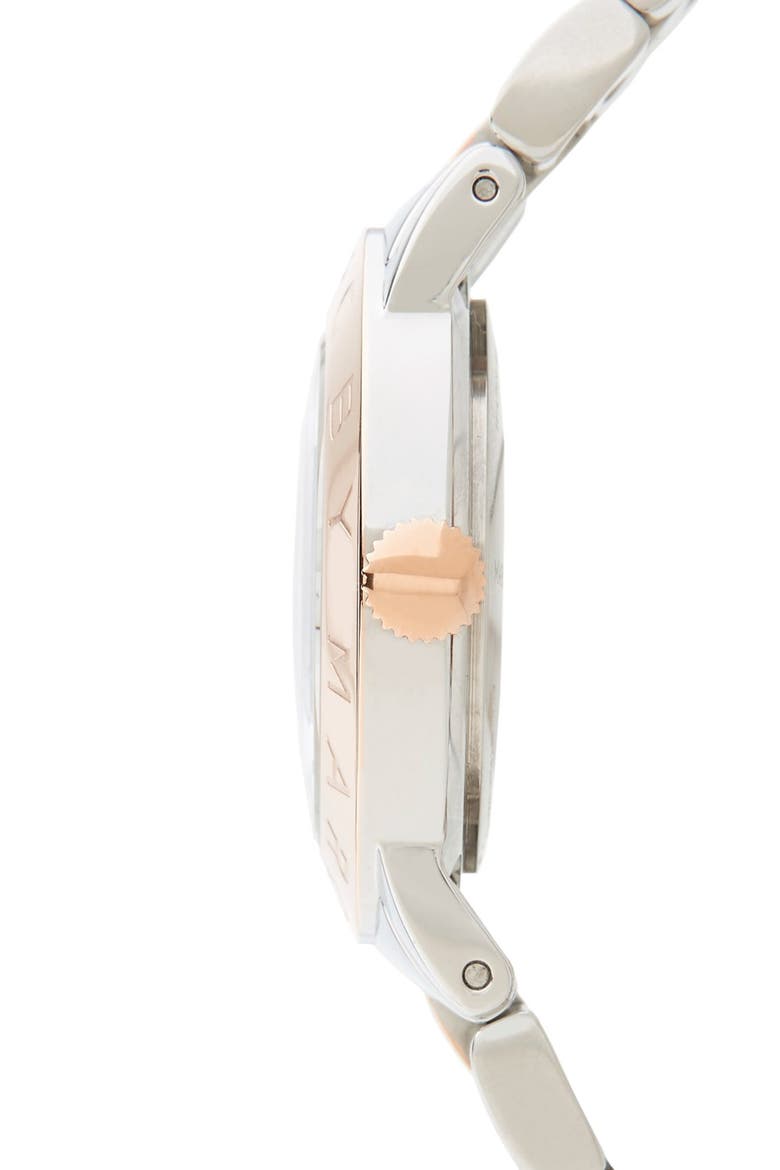 'Amy' Crystal Bracelet Watch, 36mm, Alternate, color, ROSE GOLD/ SILVER