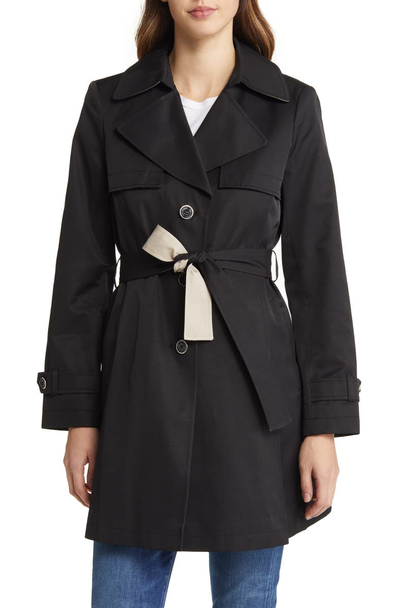 Via Spiga Water Repellent Contrast Trim Trench Coat, Main, color,