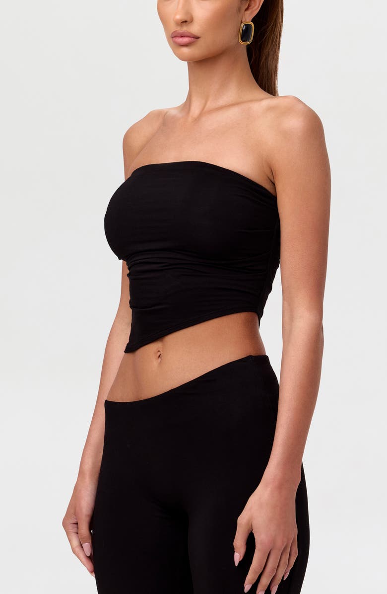 Naked Wardrobe Strapless Asymmetric Hem Tube Top, Alternate, color, Black