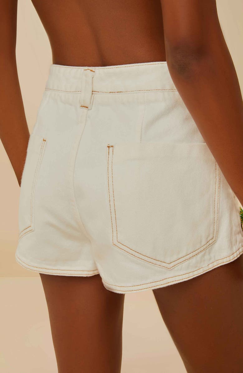 FARM Rio Embroidered Coconut Tree Shorts, Alternate, color, Off-White