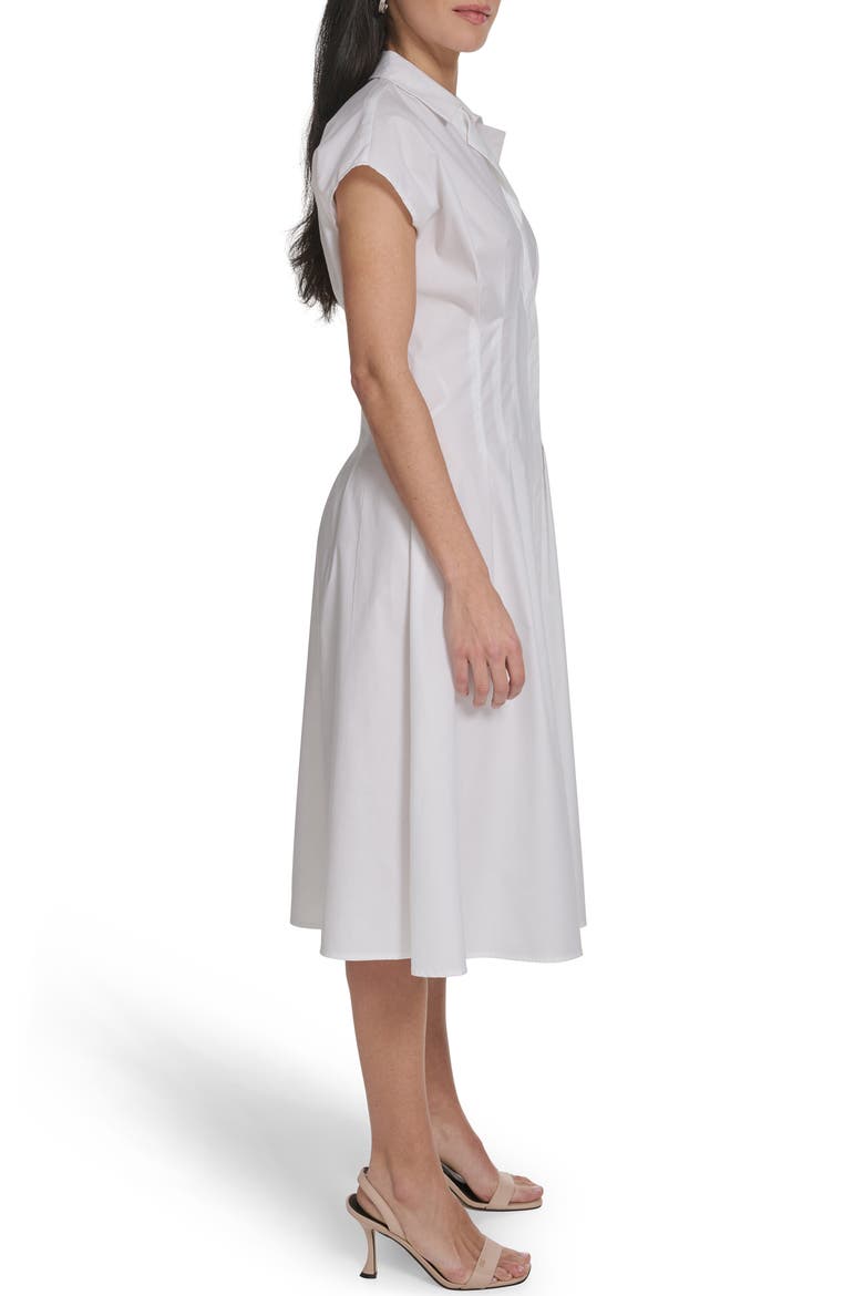 Cap Sleeve Cotton Blend A-Line Shirtdress, Alternate, color, WHITE