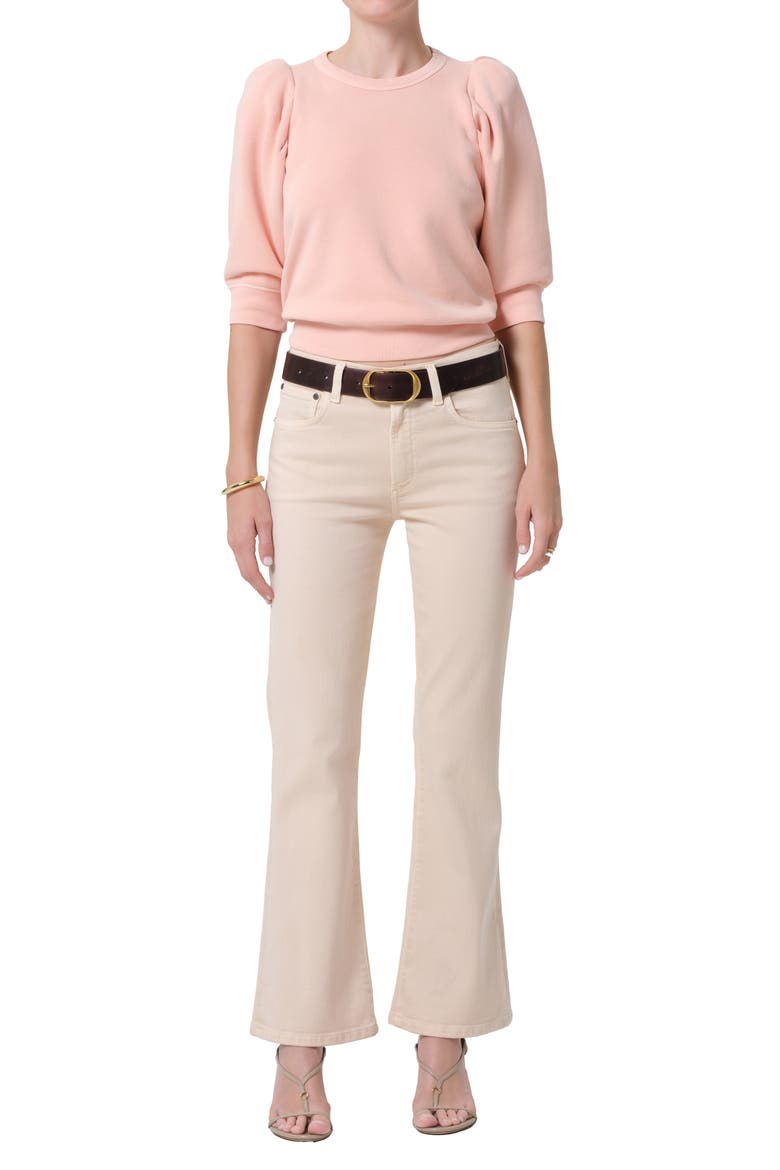 Puff Sleeve Cotton Blend Top, Alternate, color, MELON CREME