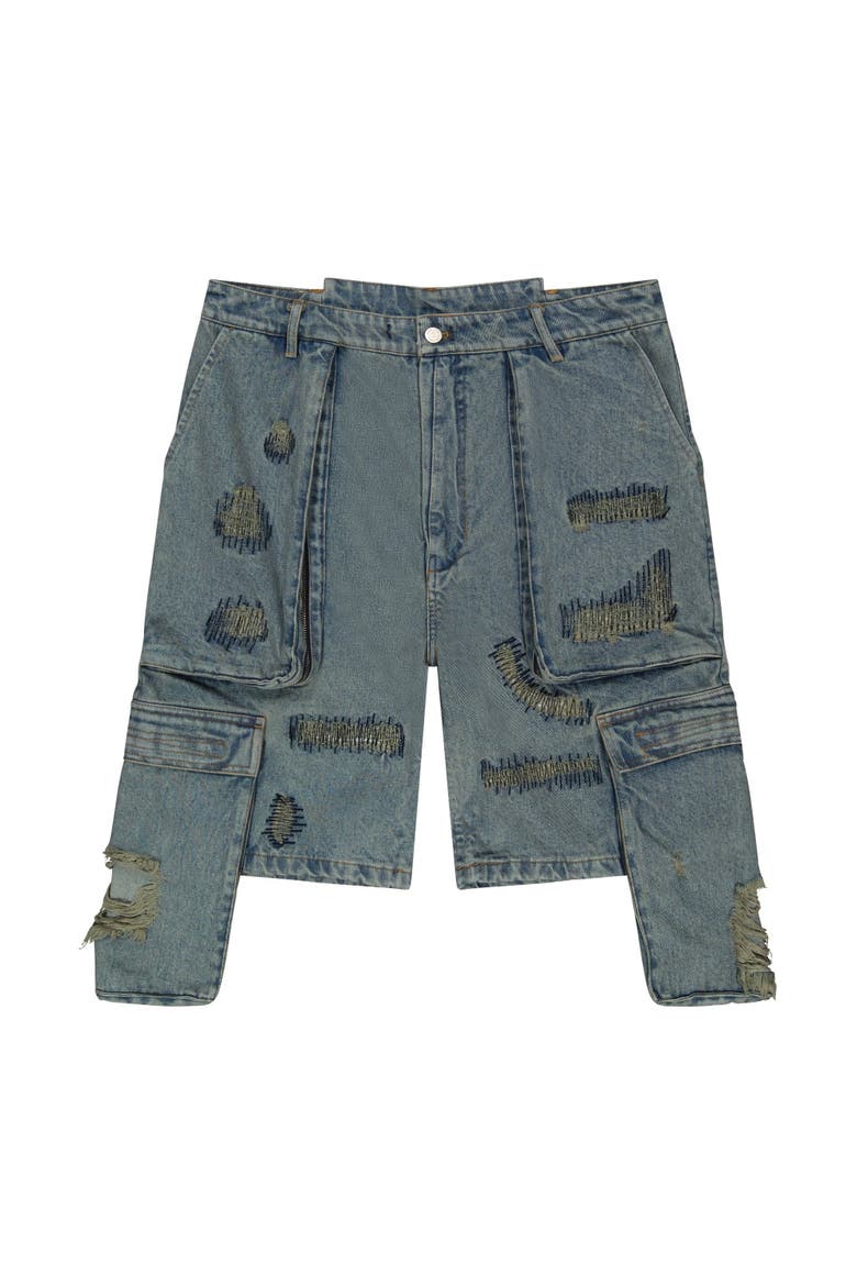 Jazzy Ripped Denim Short, Main, color, Blue