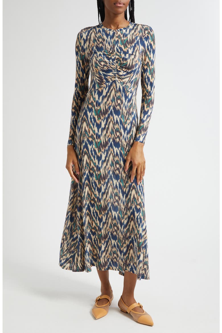 Naia Long Sleeve Ruched Maxi Dress, Main, color, RIVERSLATE