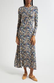 Ulla Johnson Naia Long Sleeve Ruched Maxi Dress