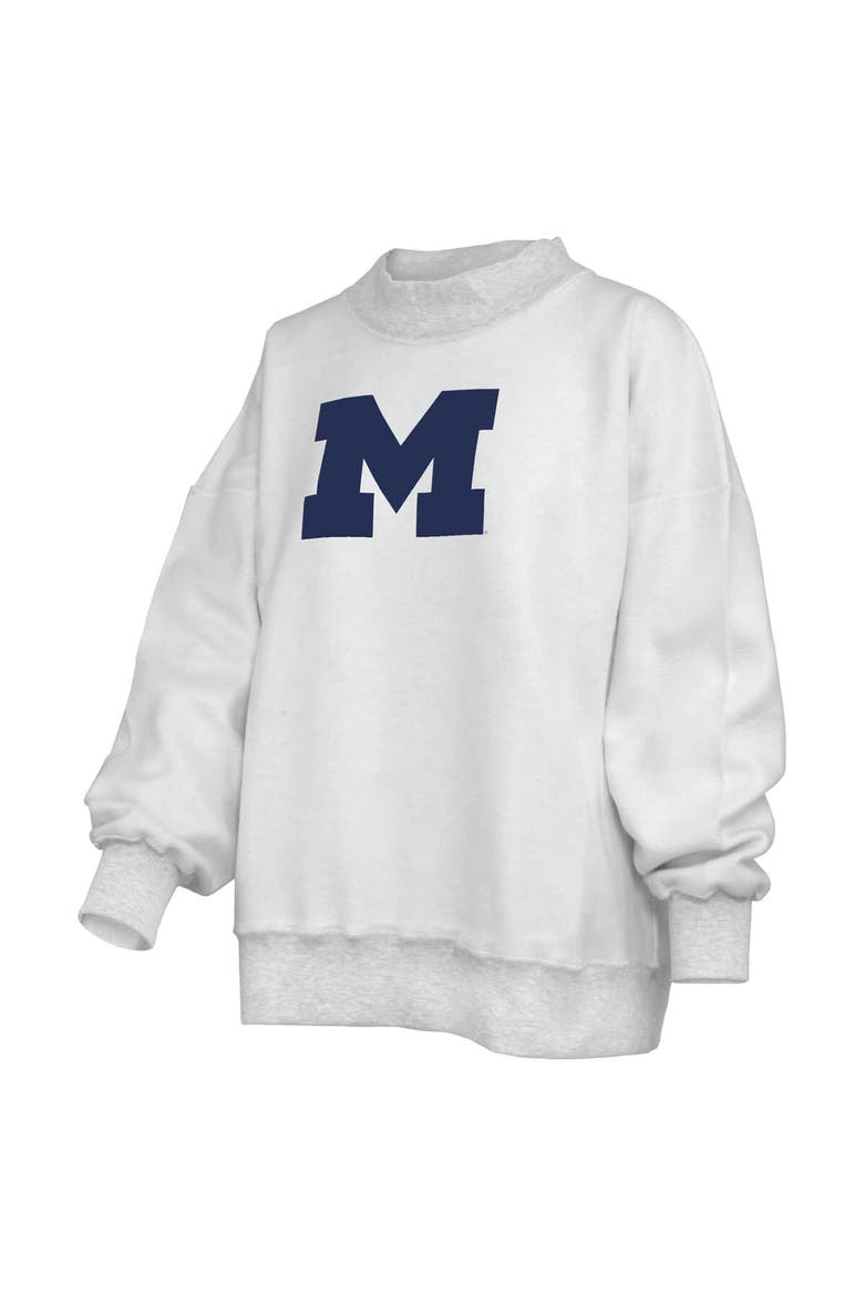 Women's Pressbox  Heather Gray Michigan Wolverines Reversible Sweatshirt, Alternate, color, Heather Gray