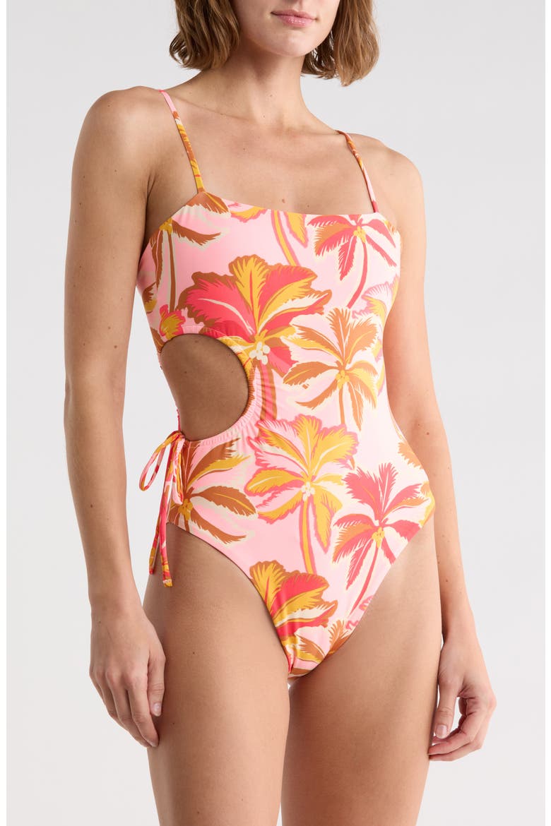 Ann Side Cutout One-Piece Swimsuit, Main, color, PINK