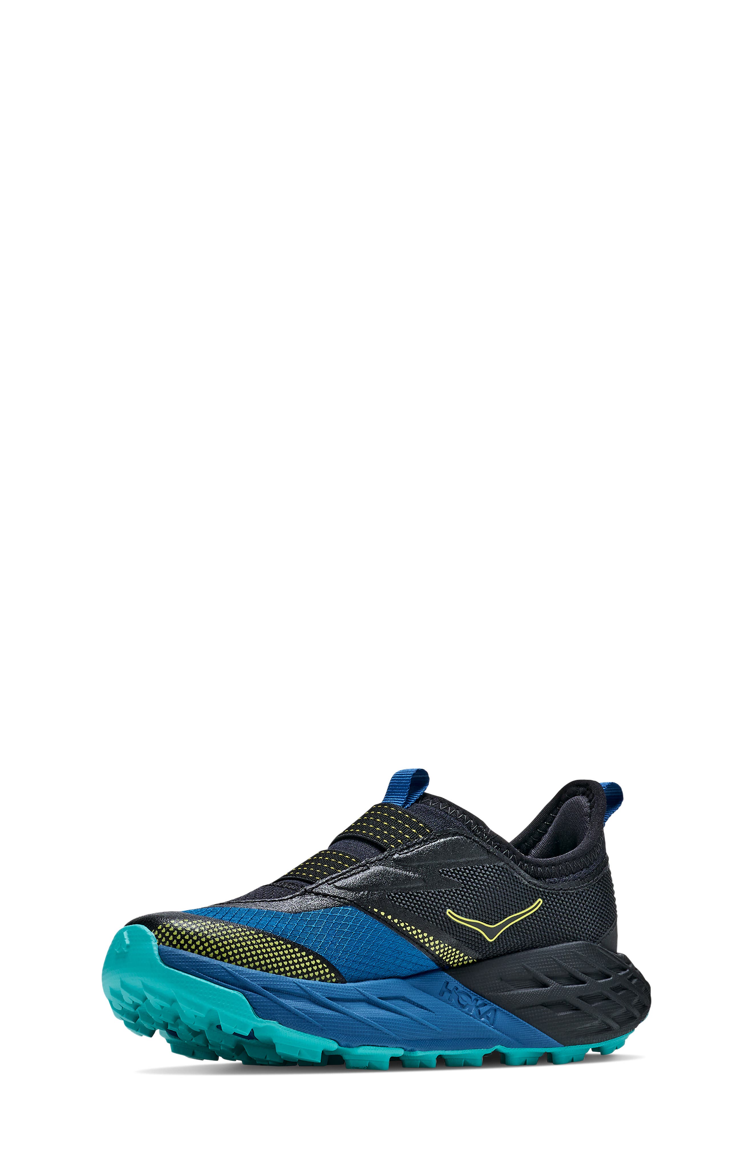 Kids' Speedgoat 7 Trail Running Shoe, Alternate, color, BLACK / NIGHT GLOW BLUE