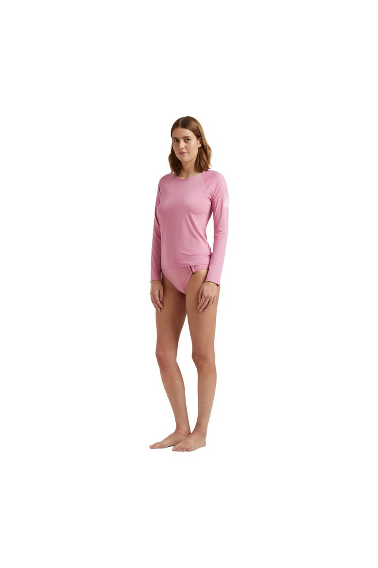 Women Long Sleeves Rashguard Top Solid, Alternate, color, boudoir