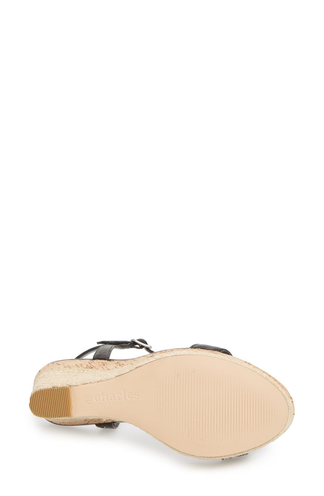 'Alabama' Espadrille Wedge Sandal, Alternate, color, BLACK LEATHER