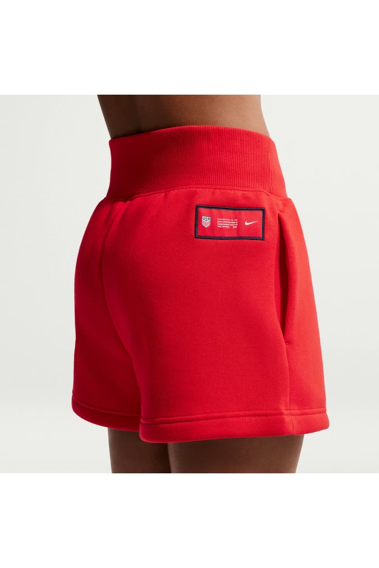Women's Nike Red USMNT 2026 Phoenix Fleece High-Waisted Shorts, Alternate, color, Red
