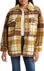 Blu Pepper Faux Shearling Plaid Jacket