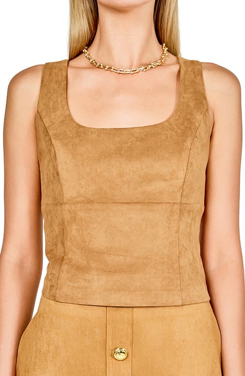 Endless Rose Faux Suede Sleeveless Top In Brown