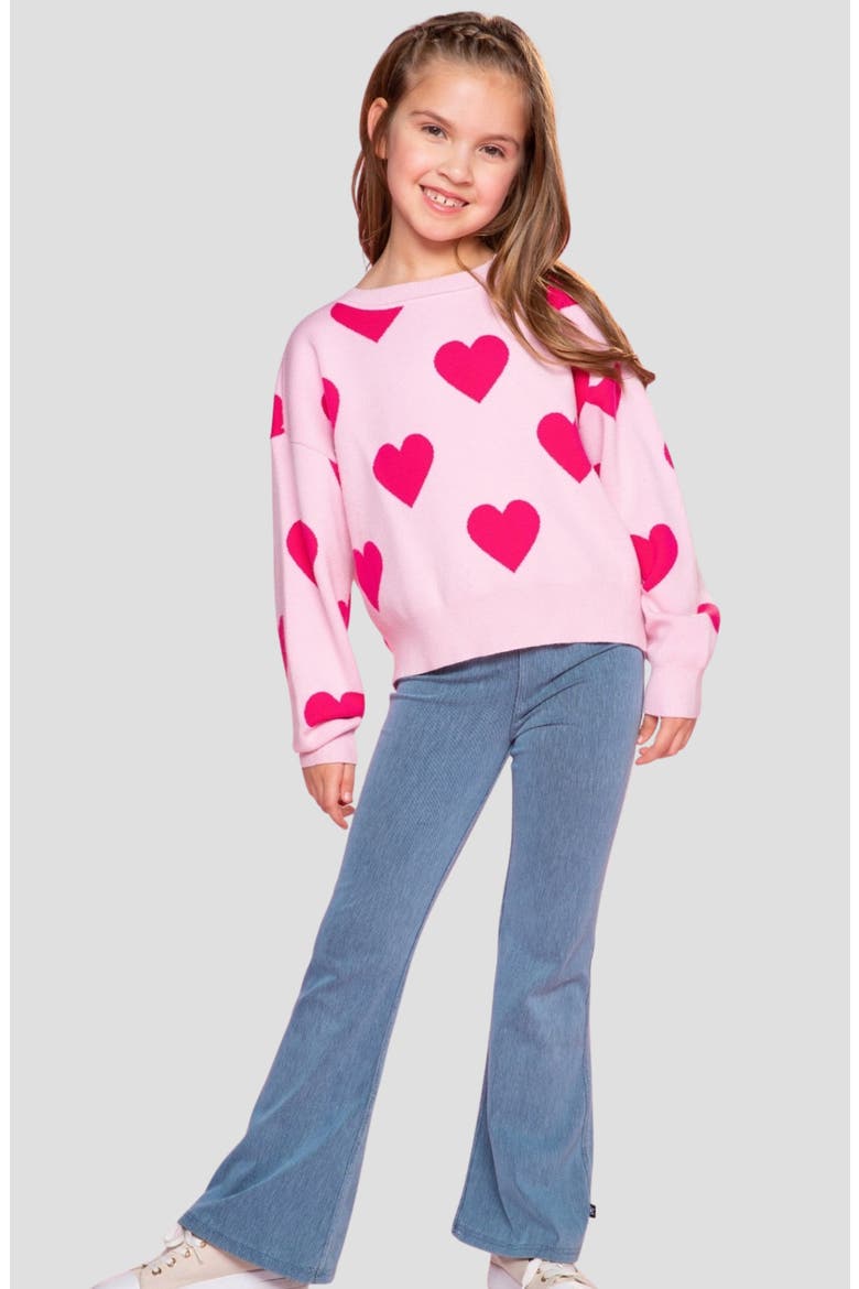 Kids' Heart Graphic Sweater, Alternate, color, PINK HEARTS