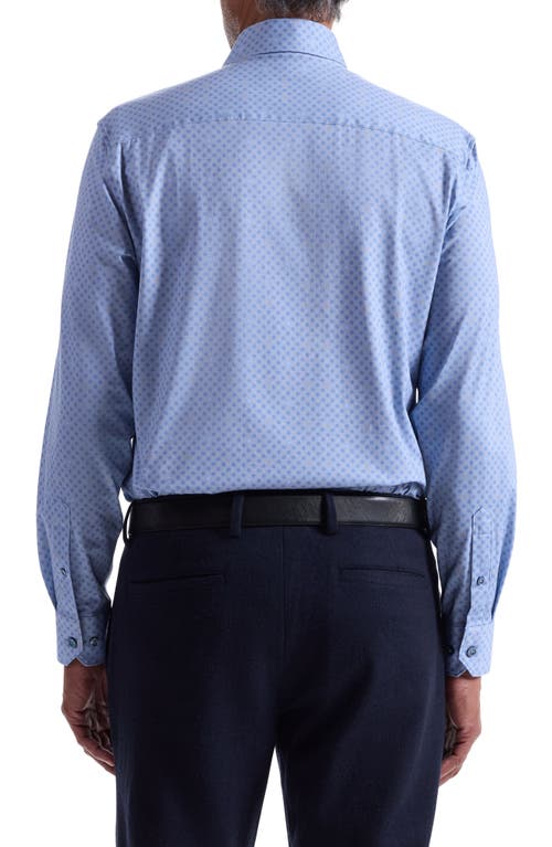 Bugatchi Devon Ooohcotton® Dot Button-up Shirt In Blue