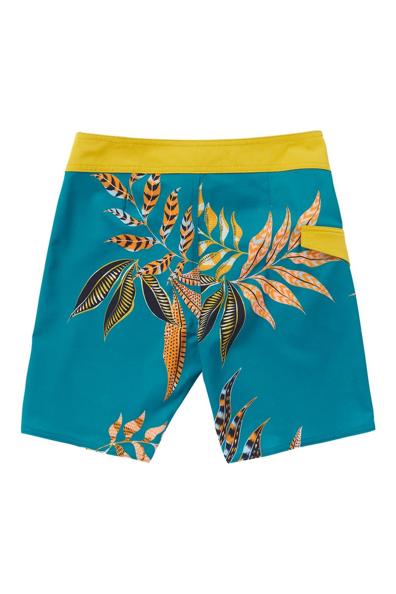 Kids' Lido Print Floral Mod Tech Board Shorts, Alternate, color, OCEAN TEAL