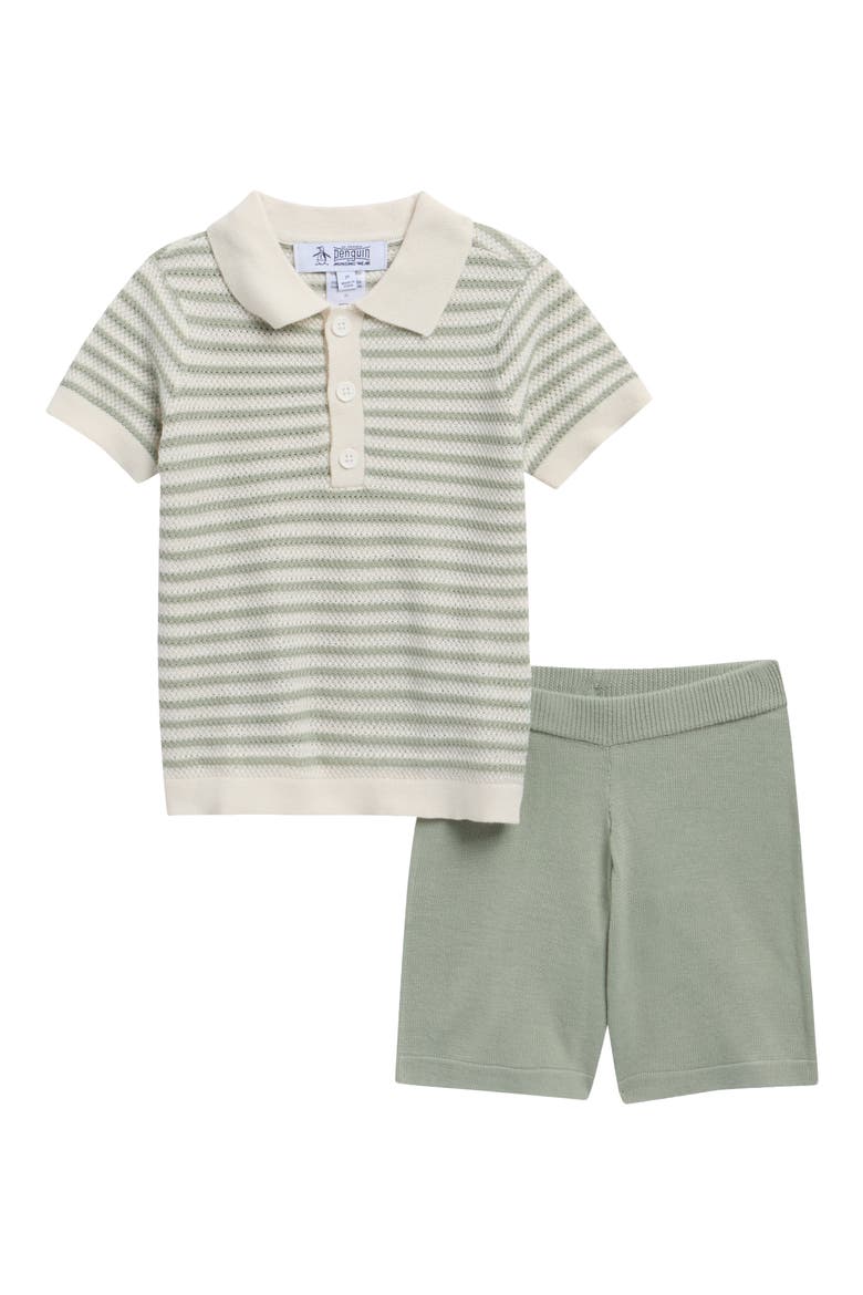 Polo Sweater & Shorts Set, Main, color, SEA GRASS